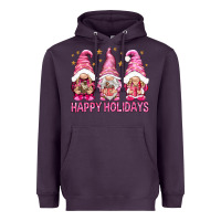 Plum Happy holidays with gnomes Heavyweight Hoodie - NancyCooperArtShop