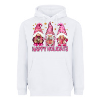 White Happy holidays with gnomes Heavyweight Hoodie - NancyCooperArtShop