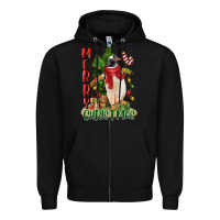 Black merry christmas penguin Zipper Hoodie - LillyAllenDesigns