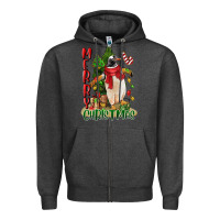 Charcoal Heather merry christmas penguin Zipper Hoodie - LillyAllenDesigns