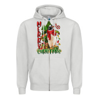 Dove Grey merry christmas penguin Zipper Hoodie - LillyAllenDesigns