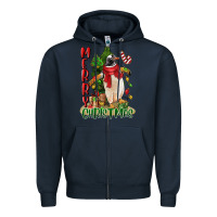 Navy merry christmas penguin Zipper Hoodie - LillyAllenDesigns
