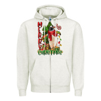 Oatmeal Heather merry christmas penguin Zipper Hoodie - LillyAllenDesigns