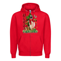 Red merry christmas penguin Zipper Hoodie - LillyAllenDesigns