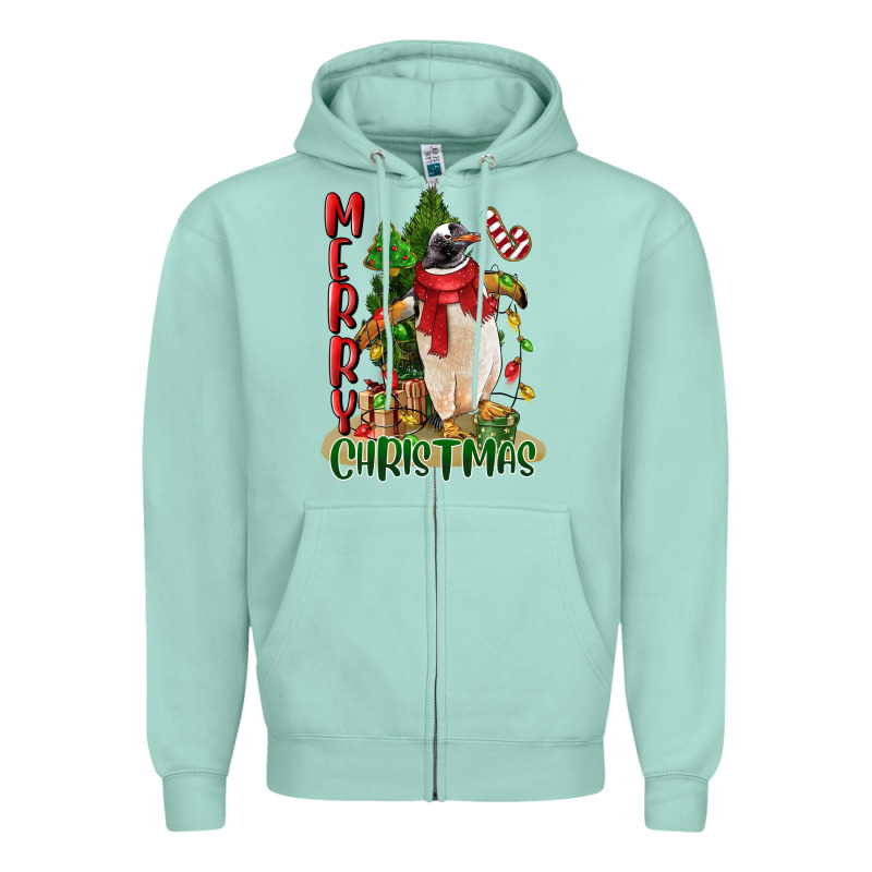 Merry Christmas Penguin Zipper Hoodie by LillyAllenDesigns | Teevron