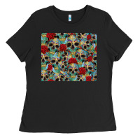Black sugar skulls roses tumbler 3 Ladies Tee - CTS Tumbler Store