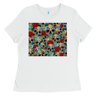 White sugar skulls roses tumbler 3 Ladies Tee - CTS Tumbler Store