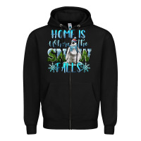 Black Home Is Where The Snow Falls Winter Penguin Zipper Hoodie - LillyAllenDesigns