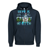 Navy Home Is Where The Snow Falls Winter Penguin Zipper Hoodie - LillyAllenDesigns