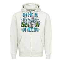 Oatmeal Heather Home Is Where The Snow Falls Winter Penguin Zipper Hoodie - LillyAllenDesigns