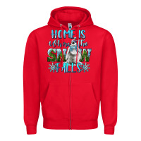 Red Home Is Where The Snow Falls Winter Penguin Zipper Hoodie - LillyAllenDesigns