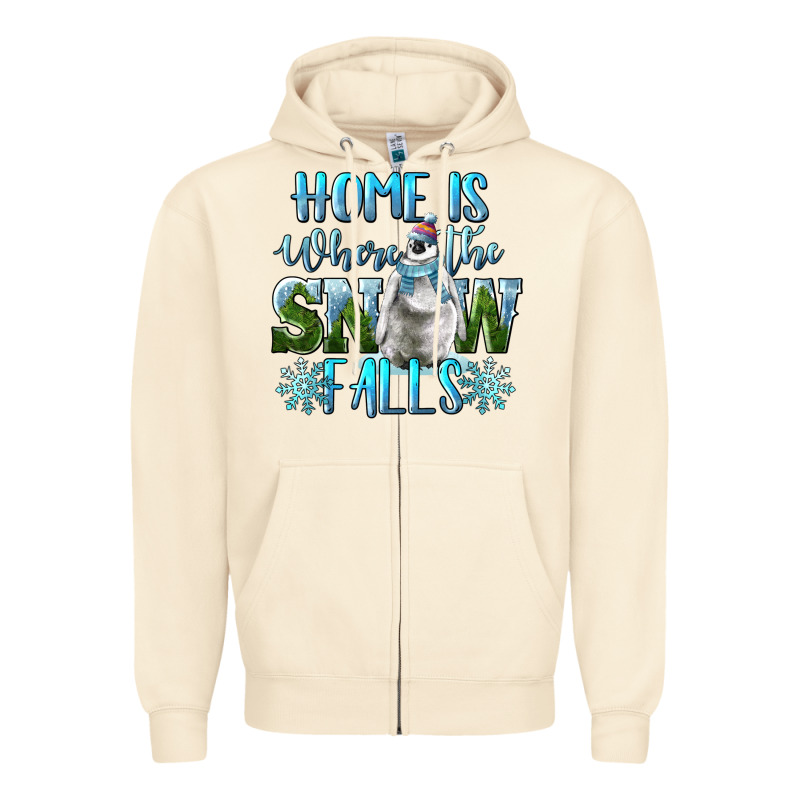 Home Is Where The Snow Falls Winter Penguin Zipper Hoodie by LillyAllenDesigns | Teevron