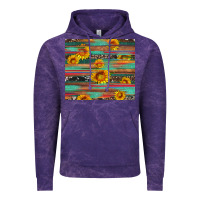 Cloud Purple sunflower serape wood and cowhide Vintage Hoodie - Artiststas