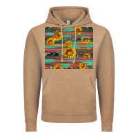 Vintage Coffee sunflower serape wood and cowhide Vintage Hoodie - Artiststas