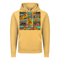 Vintage Mustard sunflower serape wood and cowhide Vintage Hoodie - Artiststas