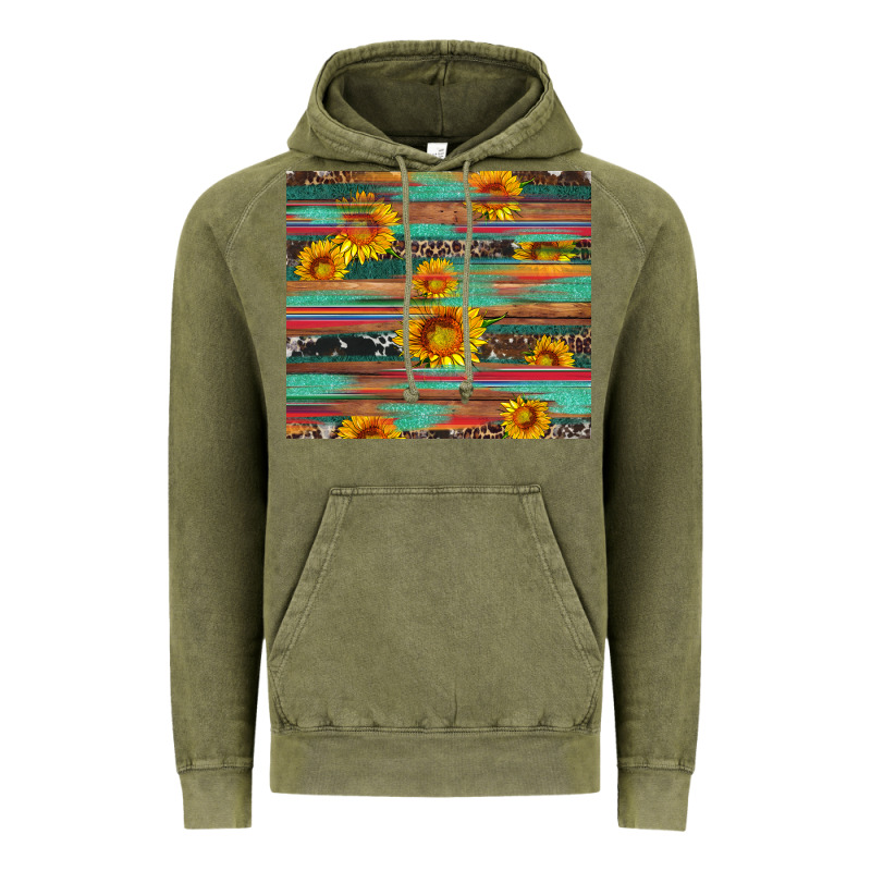 Sunflower Serape Wood And Cowhide Vintage Hoodie by Artiststas | Teevron