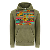 Vintage Olive sunflower serape wood and cowhide Vintage Hoodie - Artiststas