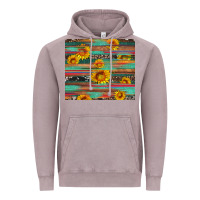 Vintage Zinc sunflower serape wood and cowhide Vintage Hoodie - Artiststas