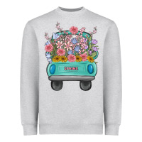 Heather Grey truck with flowers Heavyweight Sweatshirt - MaliasSmallBusiness