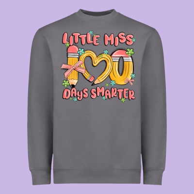 Little Miss 100 Days Smarter Heavyweight Sweatshirt Designed By Maliassmallbusiness