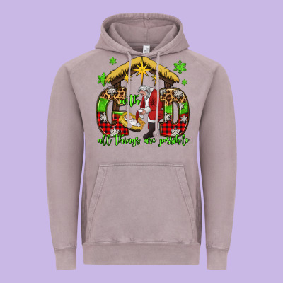 With God All Things Are Possible Santa Baby Jesus Vintage Hoodie Designed By Jasminsmagicworld