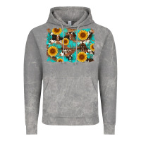 Cloud Rock sunflower and cowhides with wood and turquoise background Vintage Hoodie - Artiststas