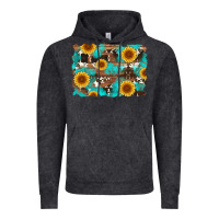 Sunflower And Cowhides With Wood And Turquoise Background Vintage Hoodie | Teevron