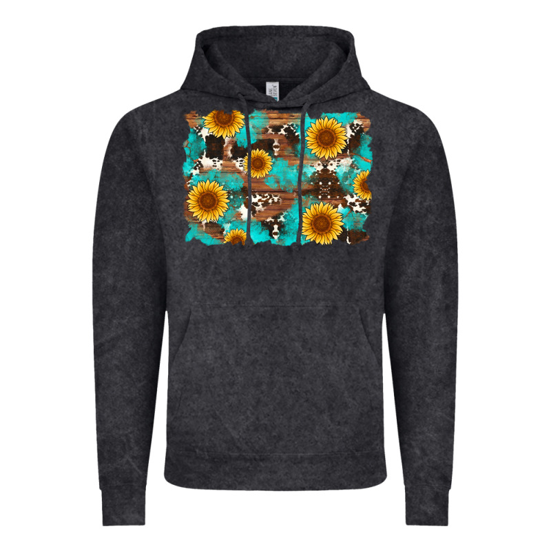Sunflower And Cowhides With Wood And Turquoise Background Vintage Hoodie by Artiststas | Teevron