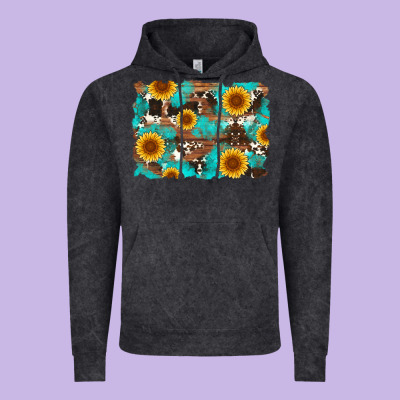 Sunflower And Cowhides With Wood And Turquoise Background Vintage Hoodie Designed By Artiststas
