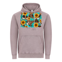 Vintage Zinc sunflower and cowhides with wood and turquoise background Vintage Hoodie - Artiststas