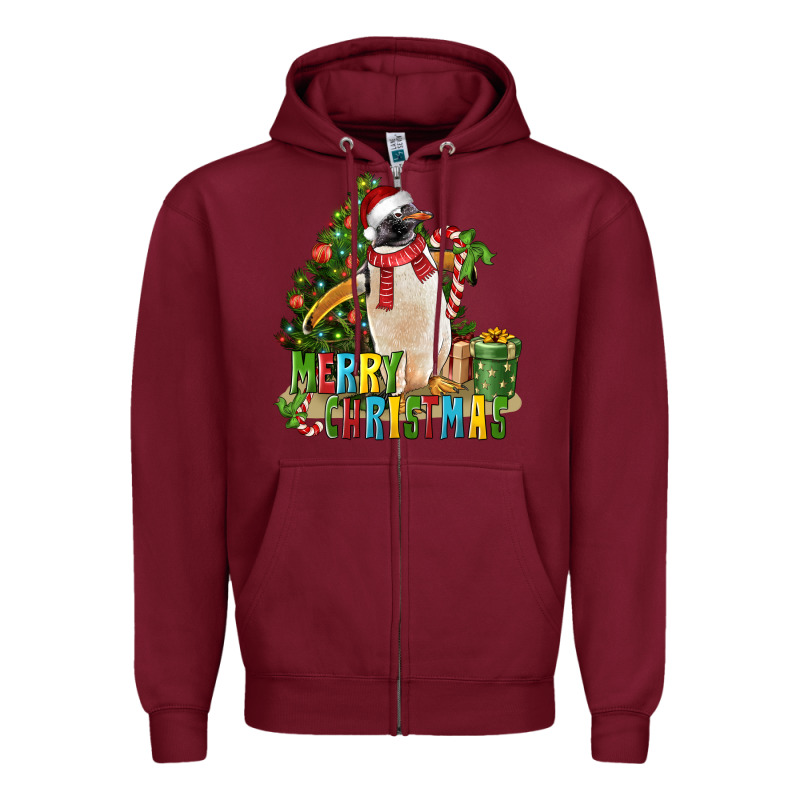 Merry Christmas Penguin Zipper Hoodie by LillyAllenDesigns | Teevron