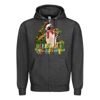 Charcoal Heather Merry Christmas Penguin Zipper Hoodie - LillyAllenDesigns