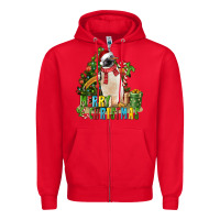Red Merry Christmas Penguin Zipper Hoodie - LillyAllenDesigns