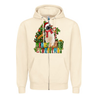 Sandshell Merry Christmas Penguin Zipper Hoodie - LillyAllenDesigns