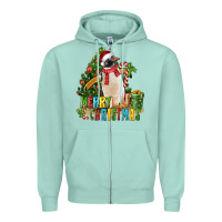 Seafoam Merry Christmas Penguin Zipper Hoodie - LillyAllenDesigns