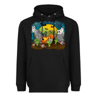 Black Cemetery with Ghost Cats Heavyweight Hoodie - texasbilliewilder