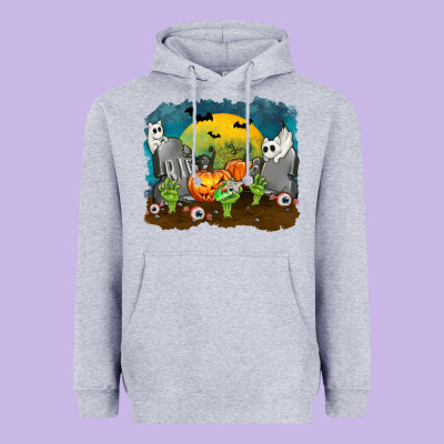 Cemetery With Ghost Cats Heavyweight Hoodie Designed By Texasbilliewilder
