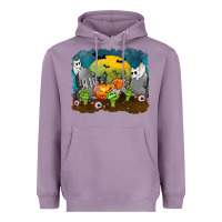 Lavender Cemetery with Ghost Cats Heavyweight Hoodie - texasbilliewilder
