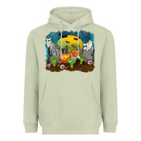Matcha Cemetery with Ghost Cats Heavyweight Hoodie - texasbilliewilder
