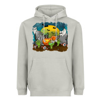Moon Dust Cemetery with Ghost Cats Heavyweight Hoodie - texasbilliewilder