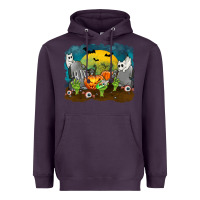 Plum Cemetery with Ghost Cats Heavyweight Hoodie - texasbilliewilder