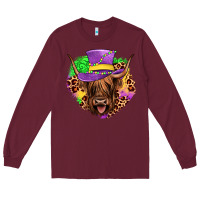 Burgundy highland cow mardi gras Long Sleeve Tee - JahusDesignShop