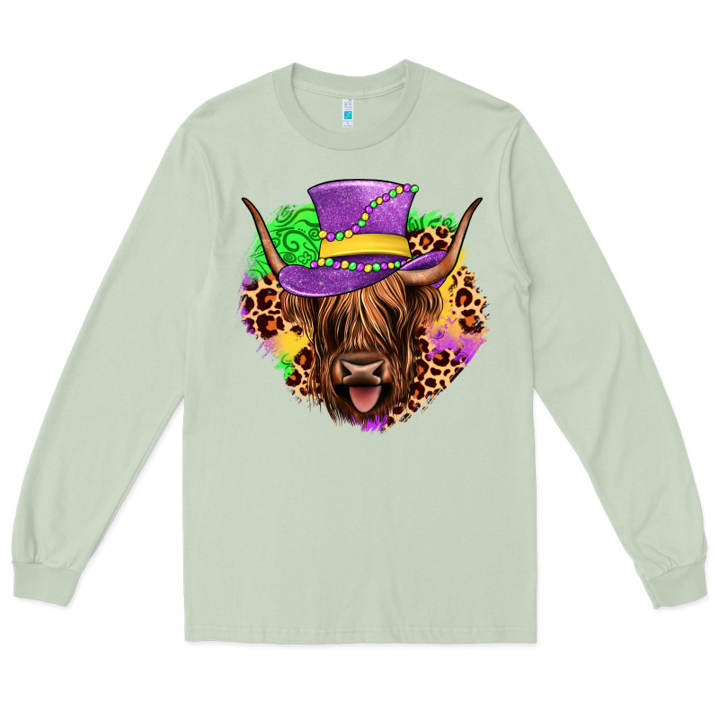 Highland Cow Mardi Gras Long Sleeve Tee by JahusDesignShop | Teevron