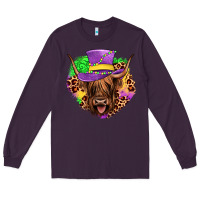 Plum highland cow mardi gras Long Sleeve Tee - JahusDesignShop