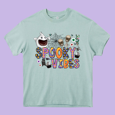 Spooky Vibes Heavy Core Tee Designed By Cowhidedigitalart