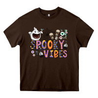 Chocolate Brown spooky vibes Heavy Core Tee - CowhideDigitalArt