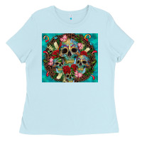 Baby Blue sugar skulls tumbler 3 Ladies Tee - CTS Tumbler Store
