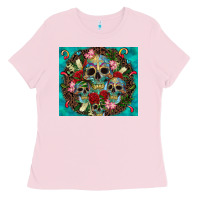 Bubblegum Pink sugar skulls tumbler 3 Ladies Tee - CTS Tumbler Store