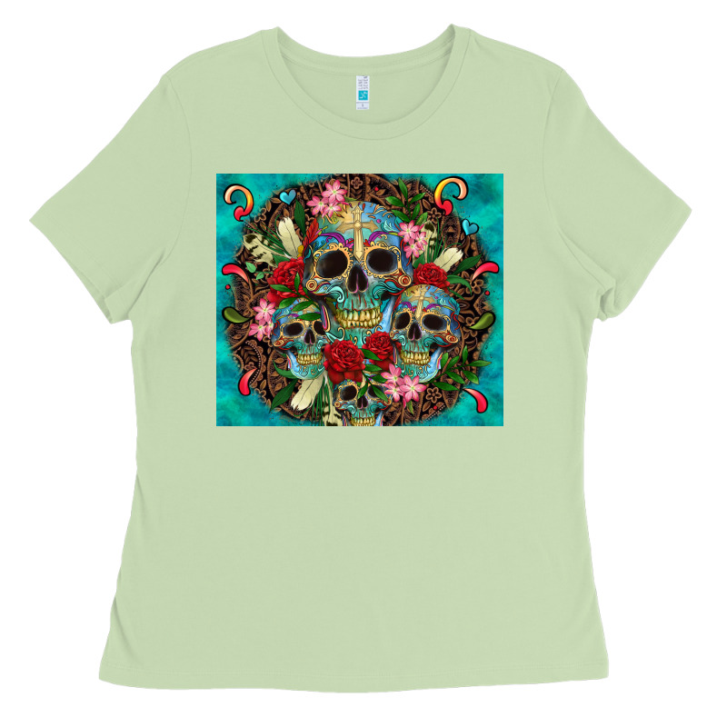 Sugar Skulls Tumbler 3 Ladies Tee by CTS Tumbler Store | Teevron