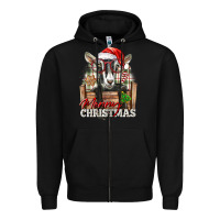 Black Merry Christmas Alpine Goat Zipper Hoodie - LillyAllenDesigns